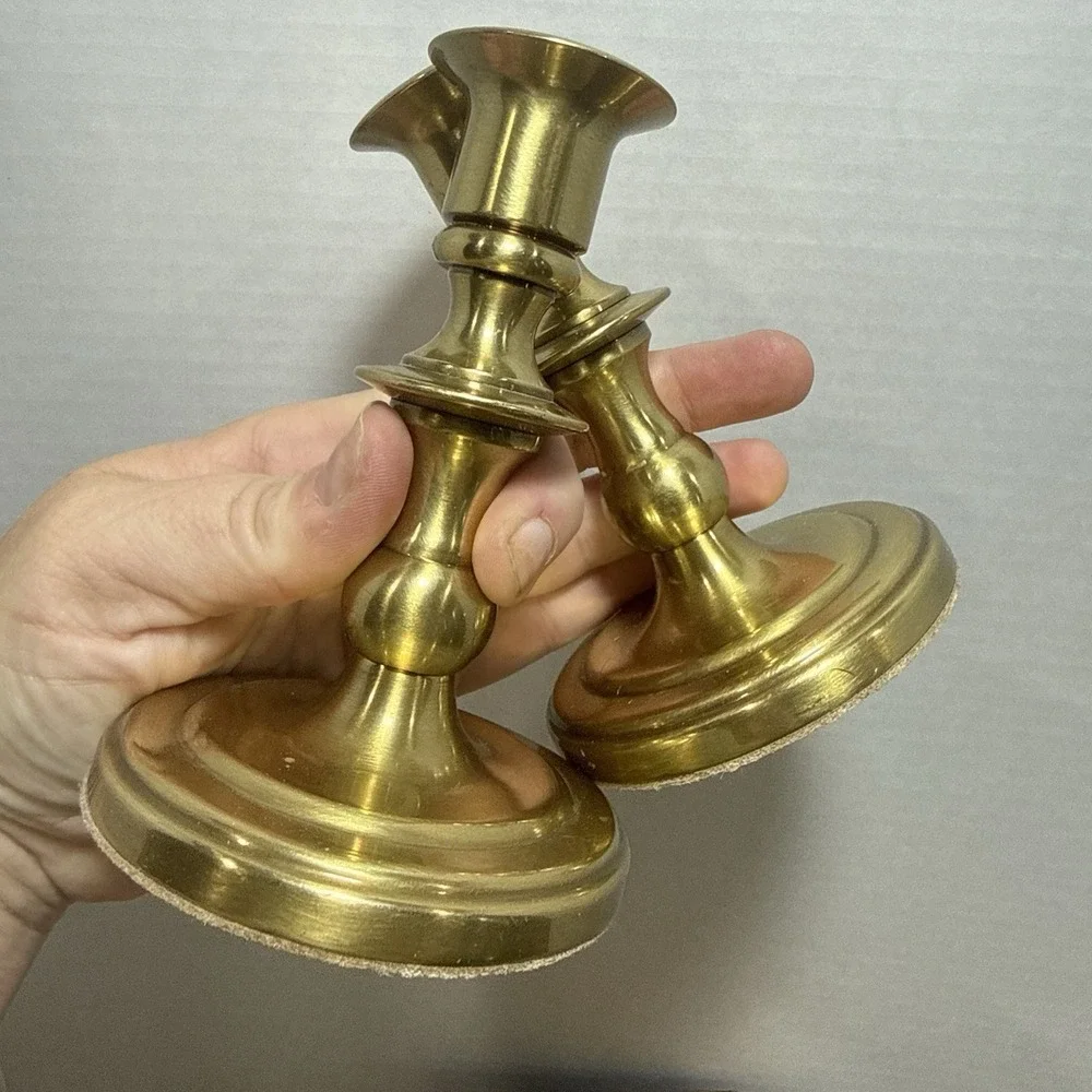 Set Of 2 Vintage Baldwin Brass Candle Stick Holders MCM USA